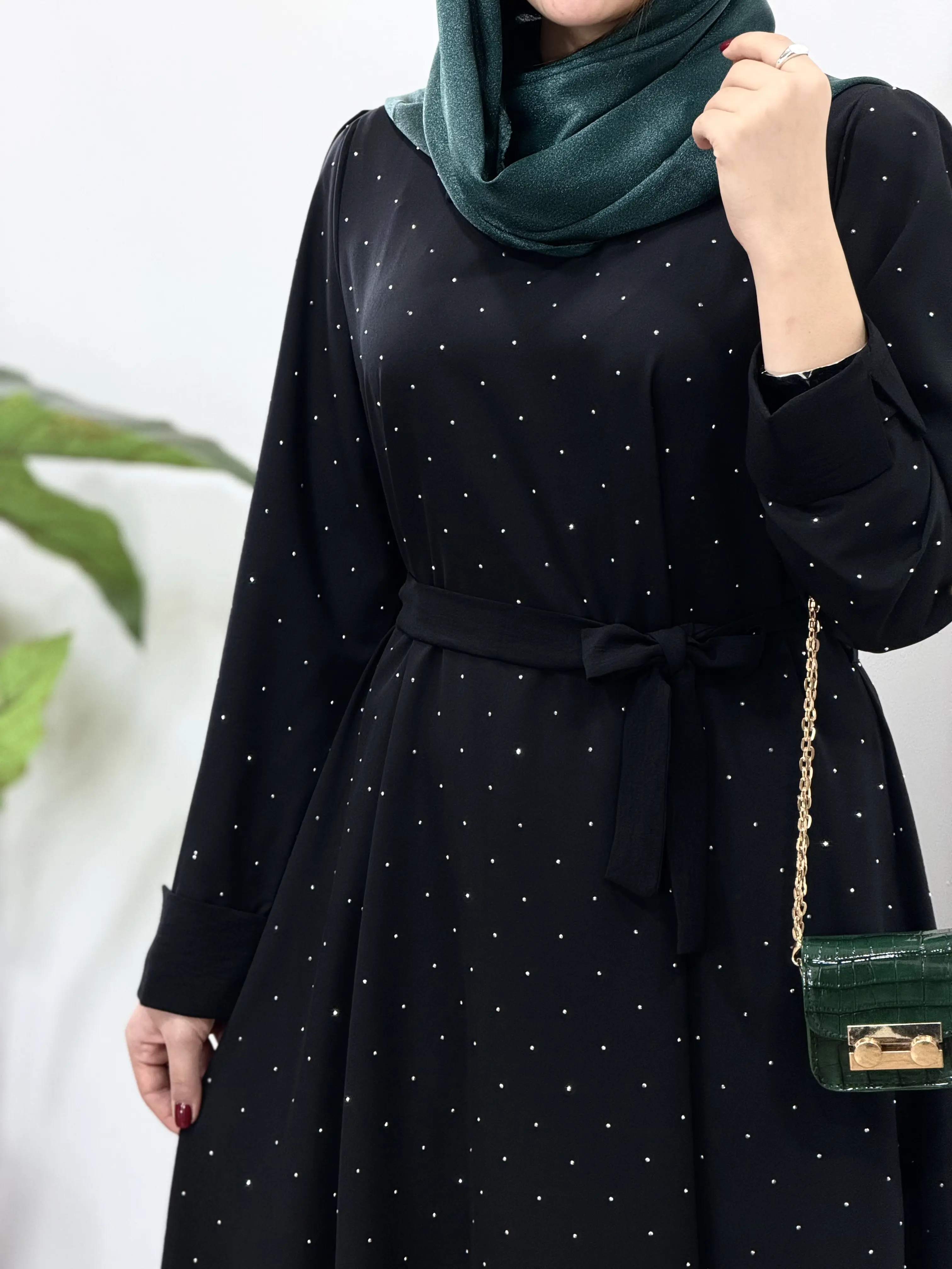 پیراهن مانتویی بلند نگین